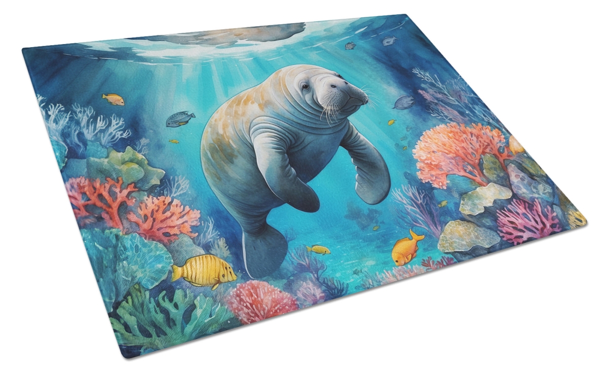 DAC7671LCB 15 x 12 in. Manatee & Coral Reefs Glass Cutting Board