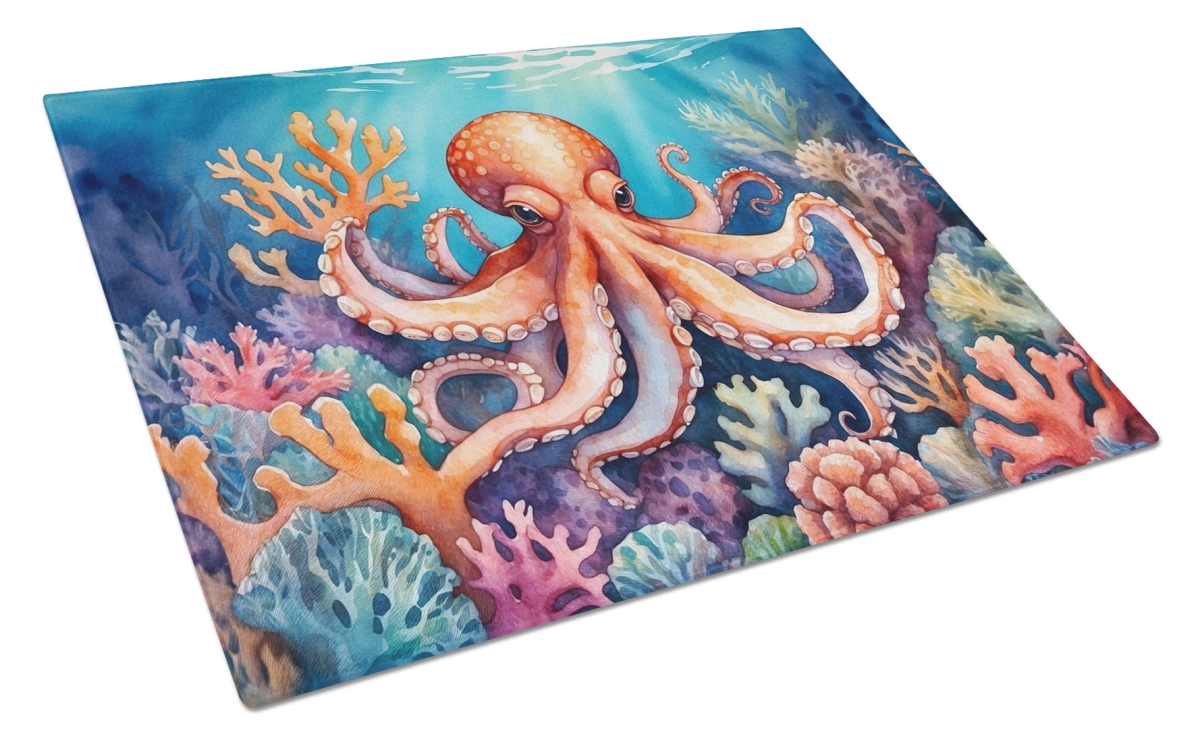 DAC7679LCB 15 x 12 in. Octopus Among Coral Glass Cutting Board