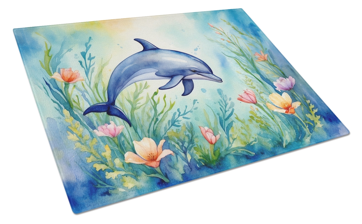 DAC7681LCB 15 x 12 in. Spring Dolphin Glass Cutting Board