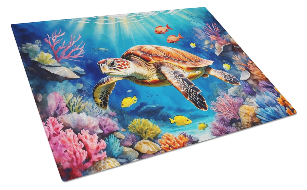 DAC7682LCB 15 x 12 in. Turtle & Reefs Glass Cutting Board