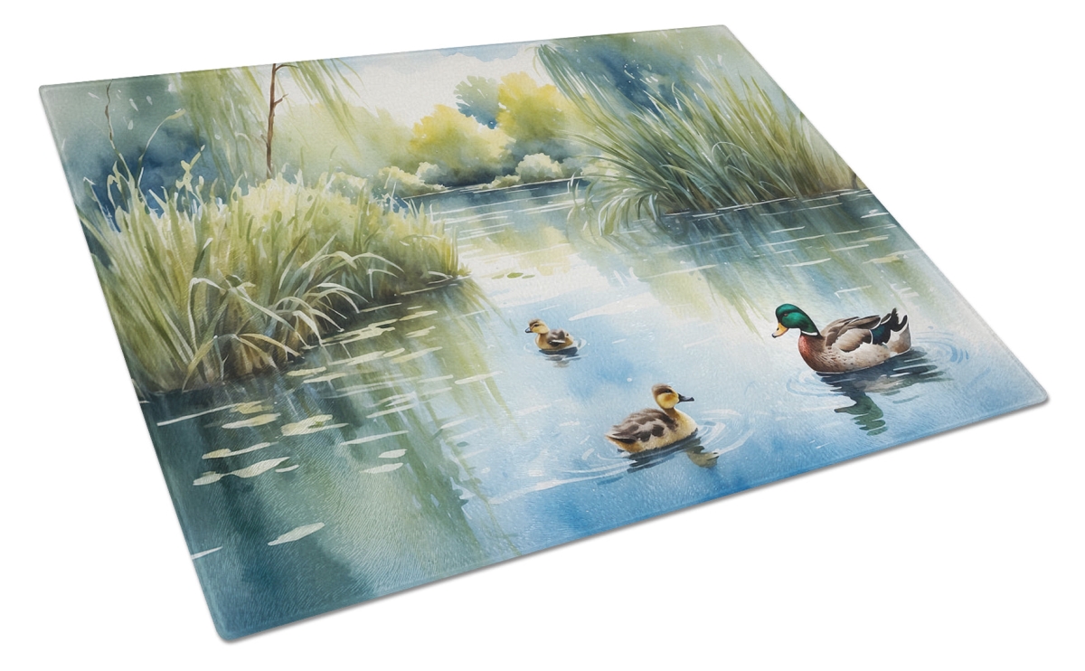 DAC7685LCB 15 x 12 in. Ducks by the Pond Glass Cutting Board