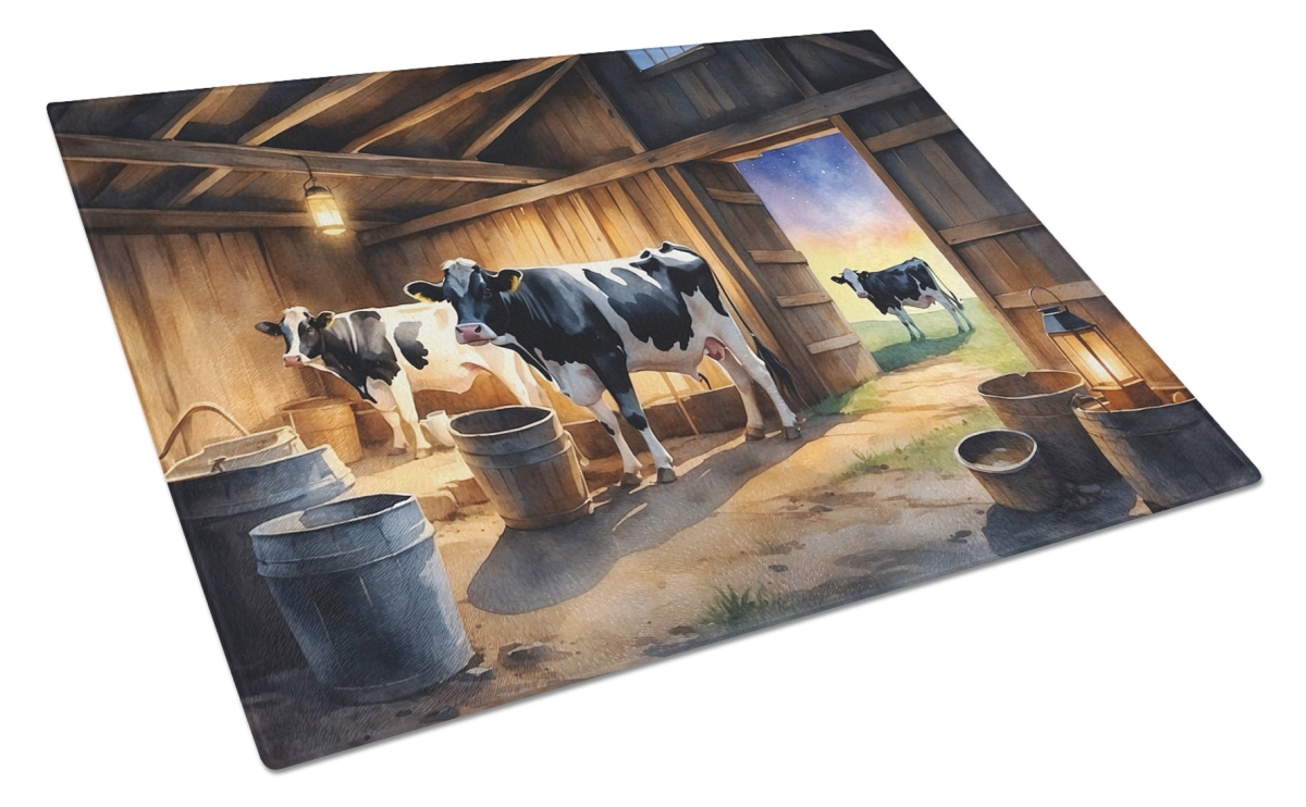 DAC7688LCB 15 x 12 in. Cows Evening Milking Time Glass Cutting Board