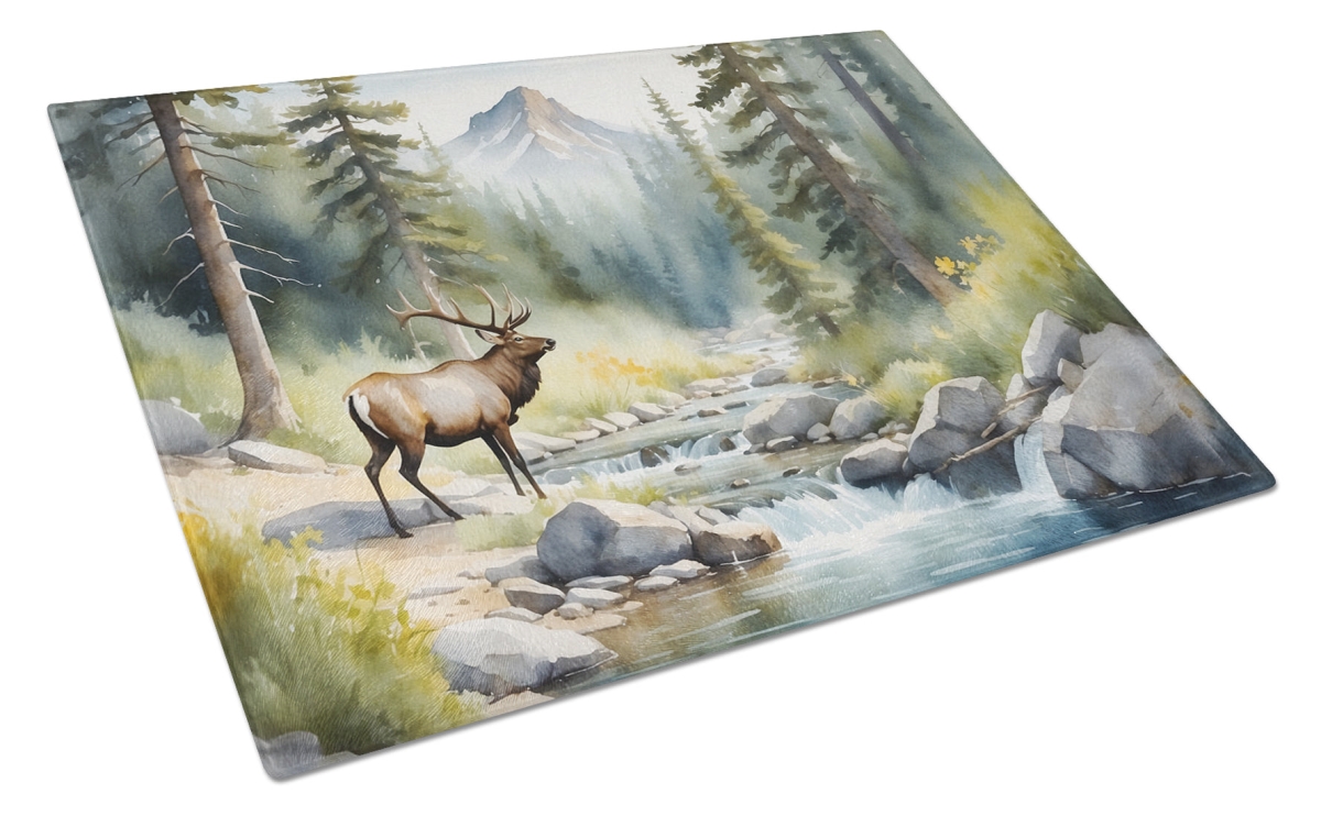 DAC7699LCB 15 x 12 in. Mountain Stream Elk Glass Cutting Board