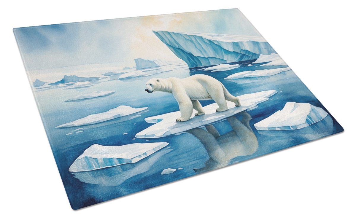 DAC7703LCB 15 x 12 in. Polar Bear on the Ice Glass Cutting Board