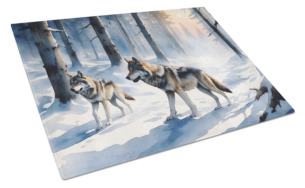 DAC7711LCB 15 x 12 in. Winter Wolves Glass Cutting Board
