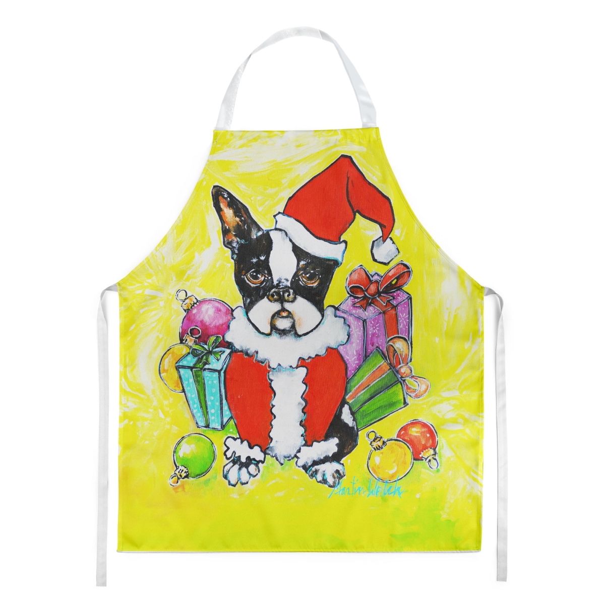Picture of Carolines Treasures MW2026APRON 30 x 27 in. Boston Terrier Stinker That Stole Christmas Apron