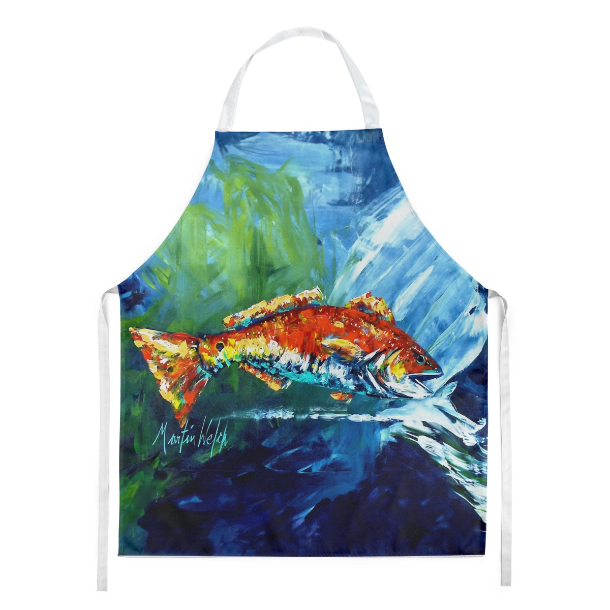 Picture of Carolines Treasures MW2027APRON 30 x 27 in. Break Through Red Fish Apron