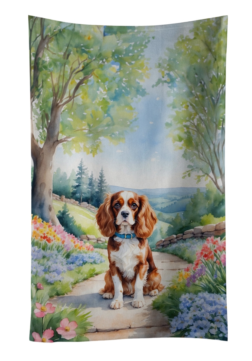 DAC6593KTWL 25 x 15 in. Cavalier Spaniel Spring Path Kitchen Towel