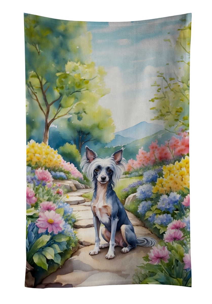 DAC6598KTWL 25 x 15 in. Chinese Crested Spring Path Kitchen Towel