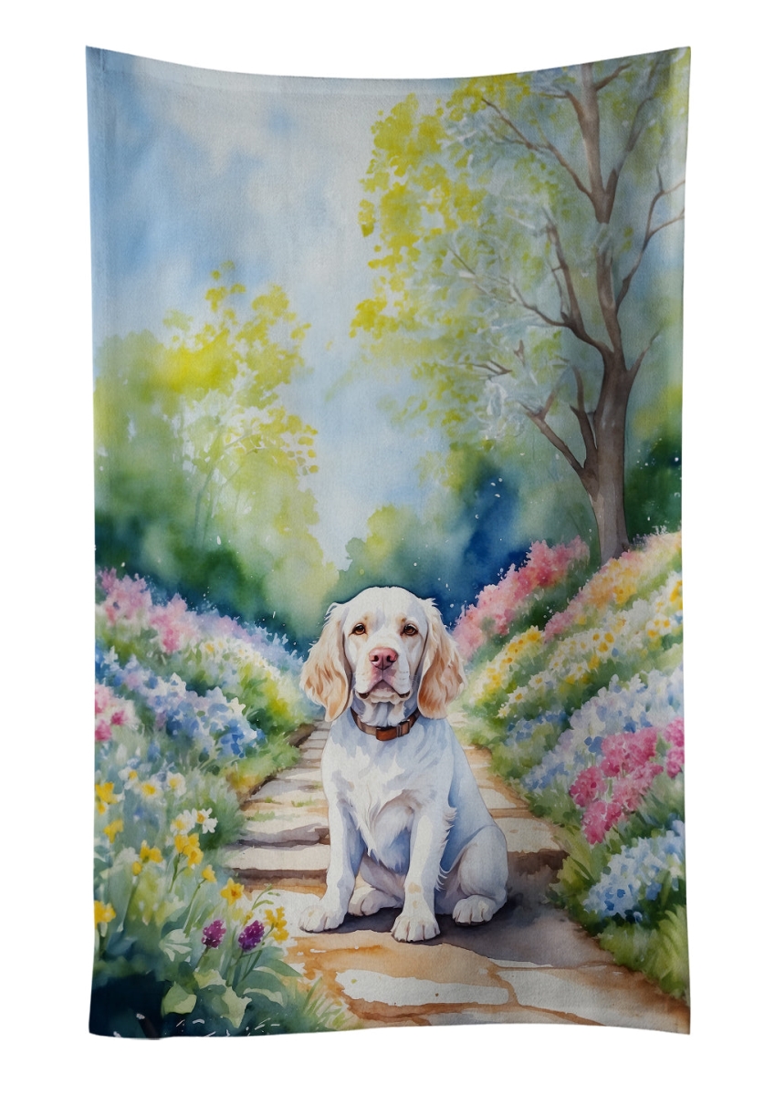 DAC6601KTWL 25 x 15 in. Clumber Spaniel Spring Path Kitchen Towel