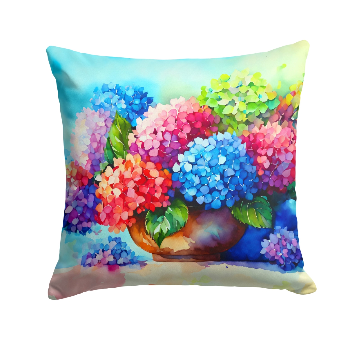 DAC1576PW1818 18 x 18 in. Hydrangeas in Watercolor Throw Pillow