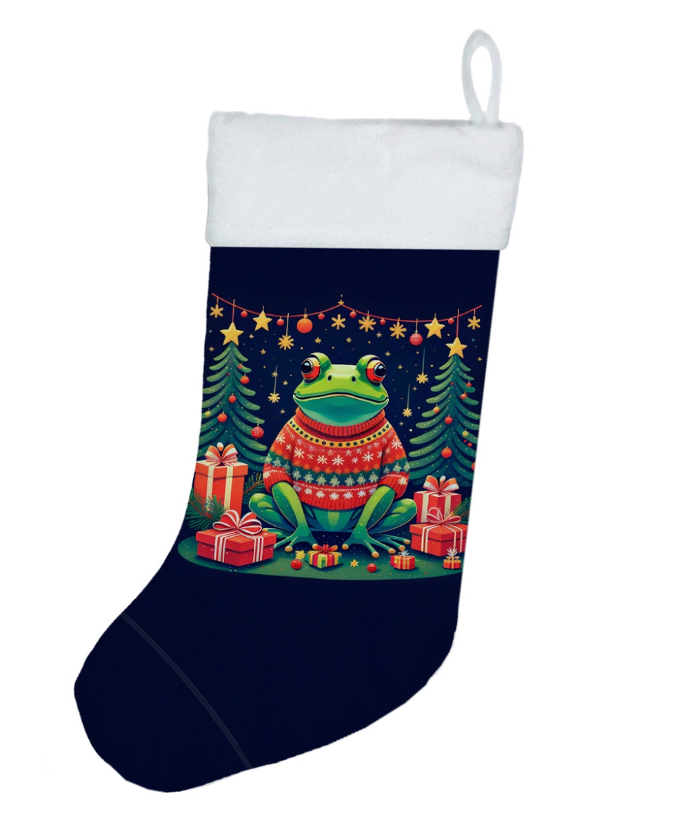 Frog Christmas Stocking - Green - 18 x 13.5 in. - Double-Sided Design