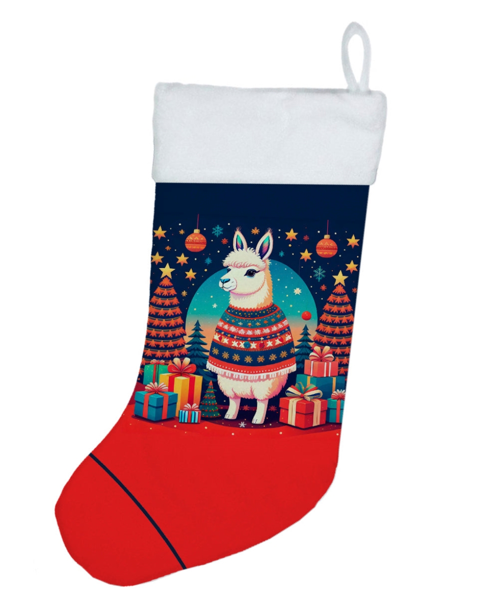 Llama Christmas Stocking - Suede - 18 x 13.5 in. - Double-Sided Design