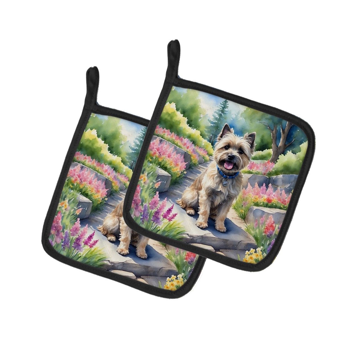 DAC6589PTHD 7.5 x 7.5 in. Cairn Terrier Spring Path Pot Holders - Set of 2