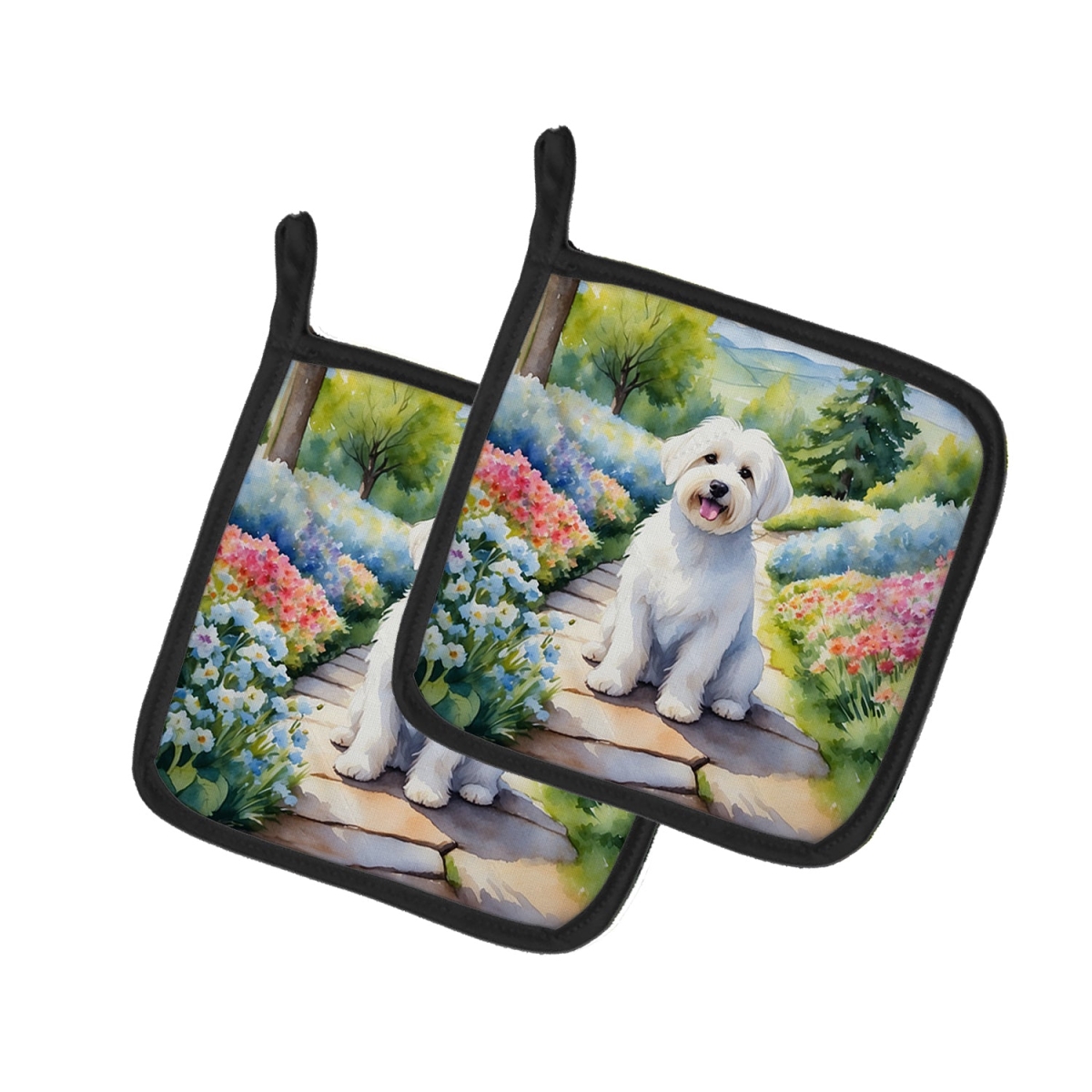 DAC6611PTHD 7.5 x 7.5 in. Coton De Tulear Spring Path Pot Holders - Set of 2