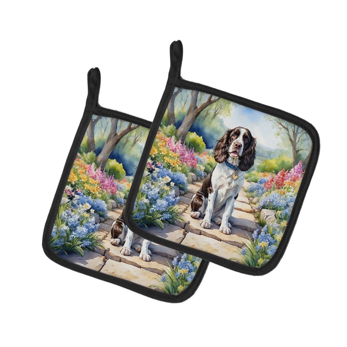 DAC6625PTHD 7.5 x 7.5 in. English Springer Spaniel Spring Path Pot Holders - Set of 2