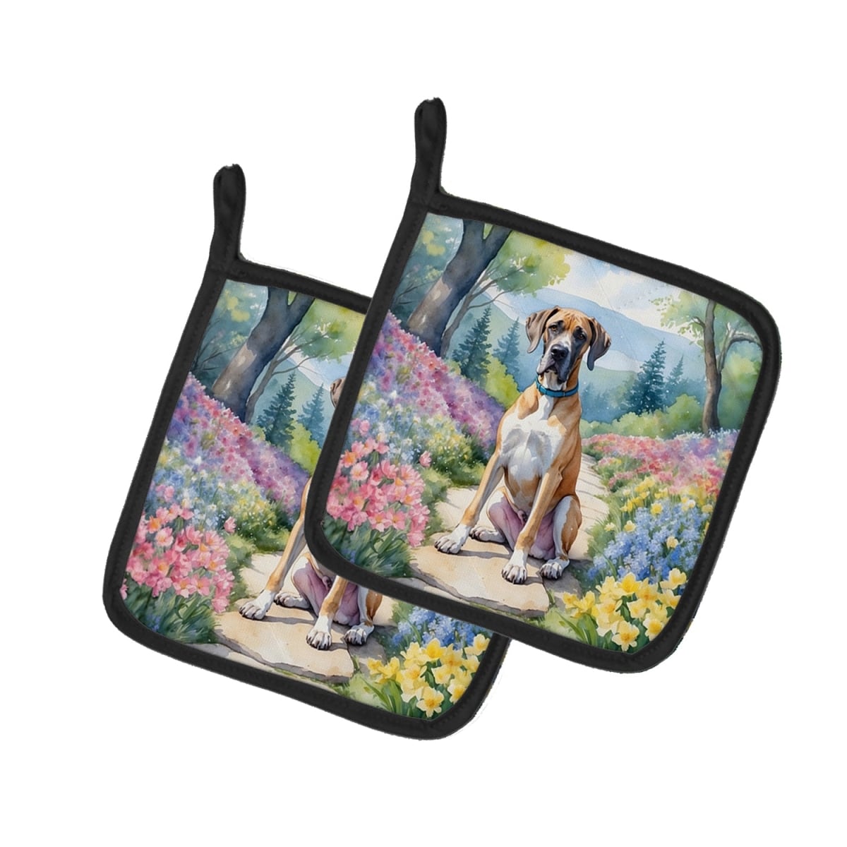 DAC6641PTHD 7.5 x 7.5 in. Great Dane Spring Path Pot Holders - Set of 2