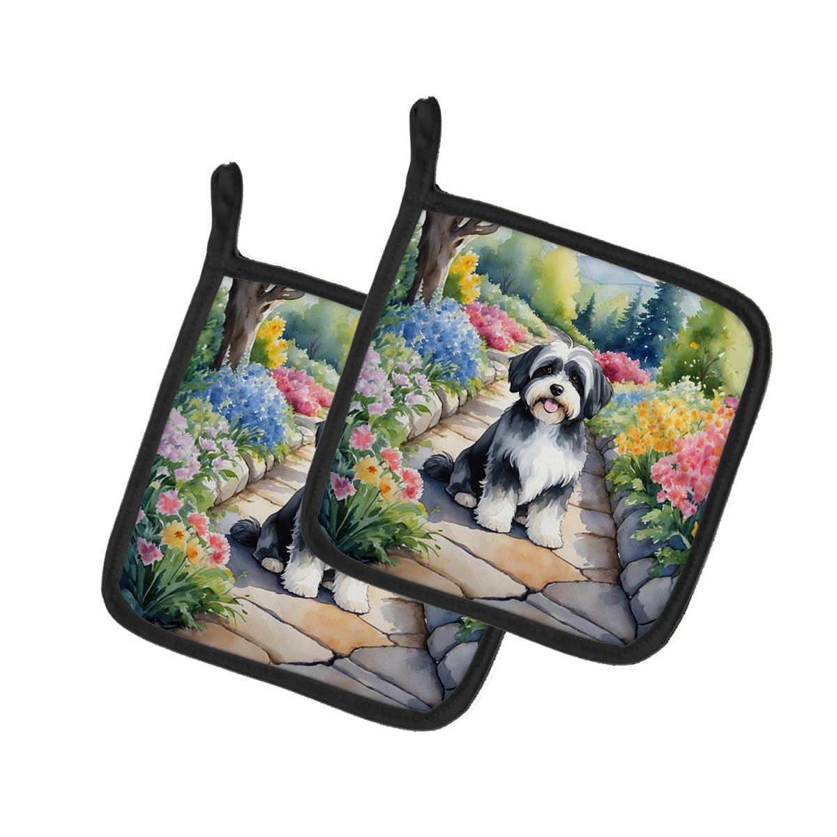 DAC6648PTHD 7.5 x 7.5 in. Havanese Spring Path Pot Holders - Set of 2