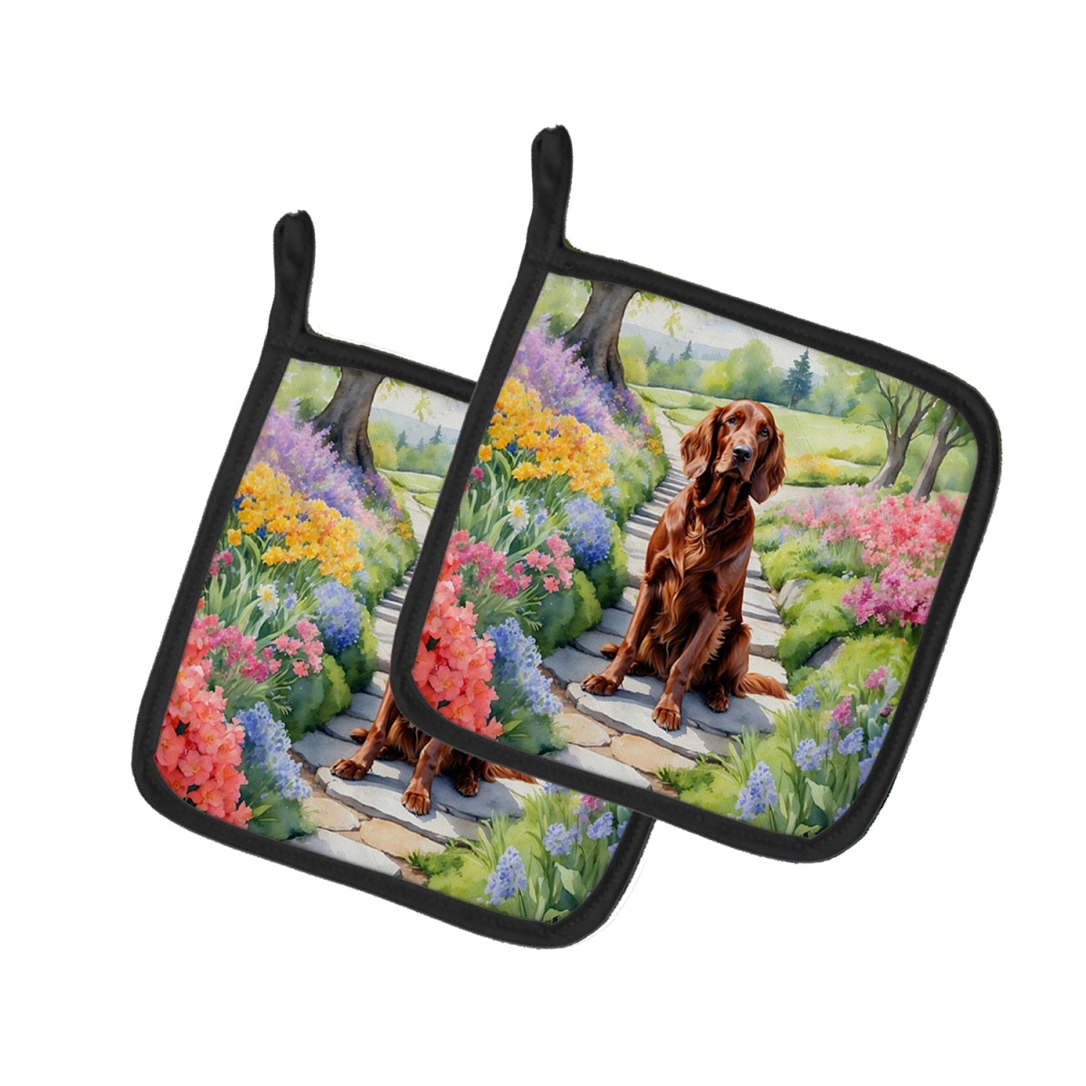 DAC6649PTHD 7.5 x 7.5 in. Irish Setter Spring Path Pot Holders - Set of 2