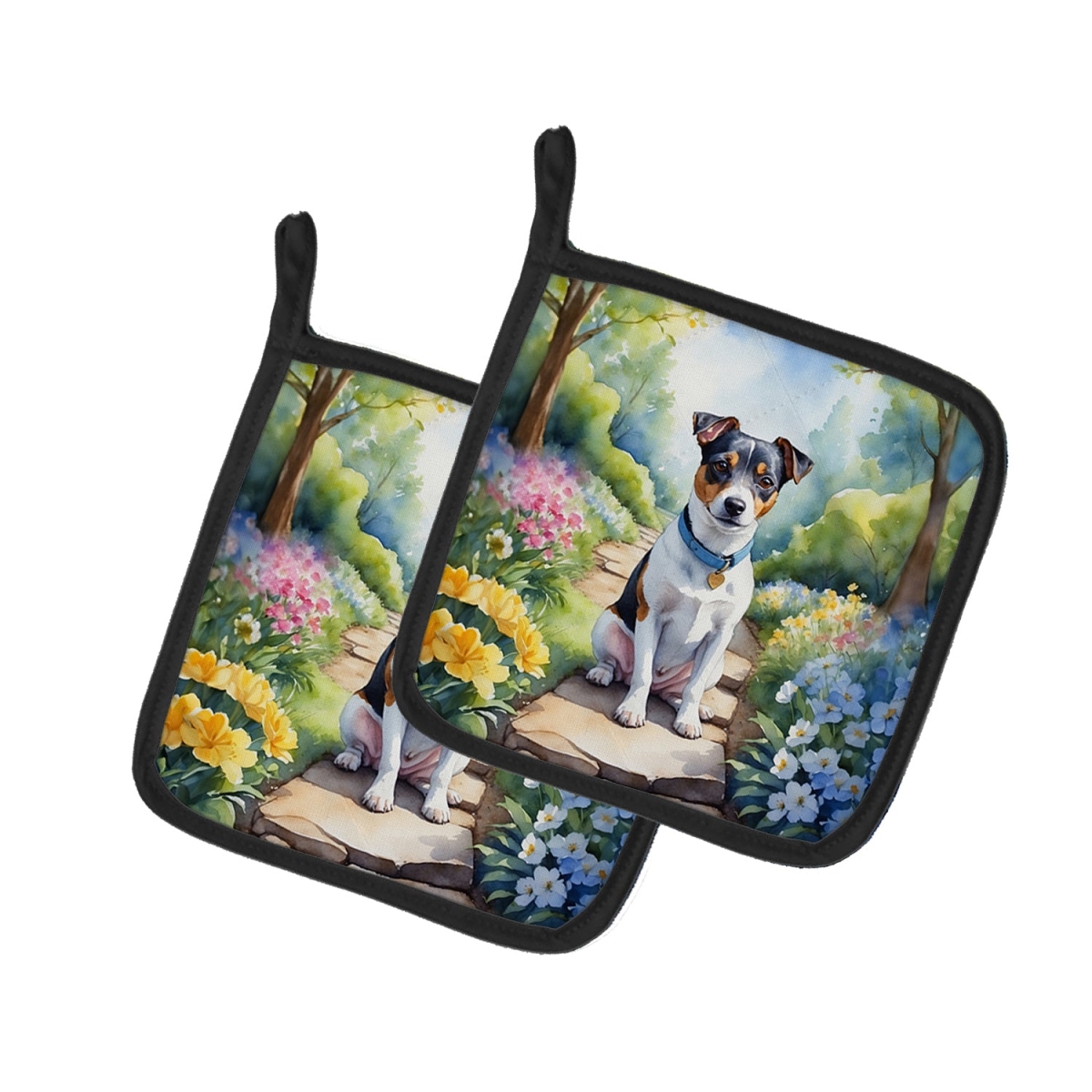 DAC6653PTHD 7.5 x 7.5 in. Jack Russell Terrier Spring Path Pot Holders - Set of 2
