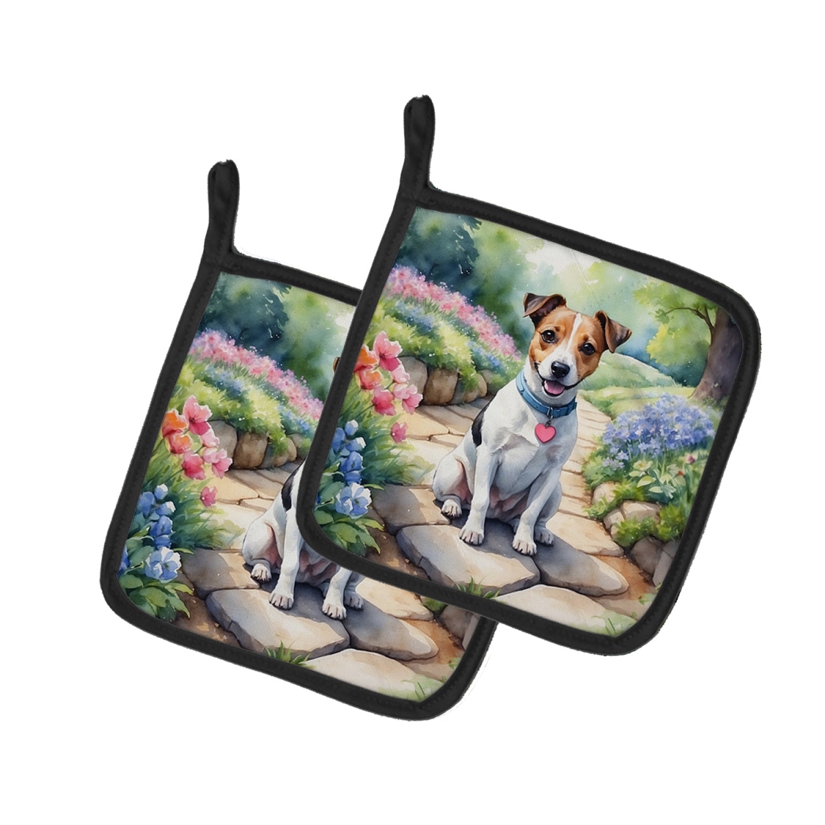 DAC6654PTHD 7.5 x 7.5 in. Jack Russell Terrier Spring Path Pot Holders - Set of 2