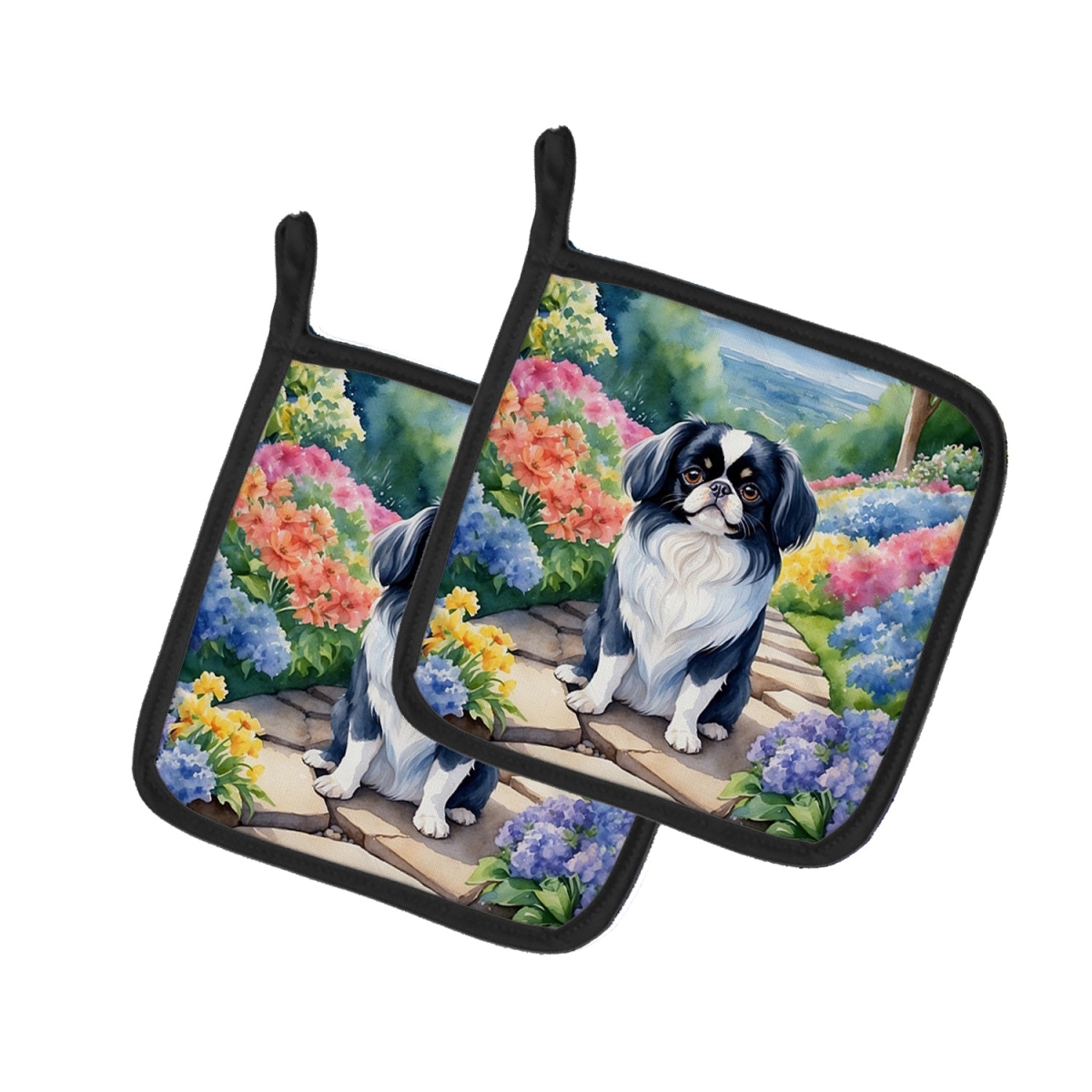 DAC6655PTHD 7.5 x 7.5 in. Japanese Chin Spring Path Pot Holders - Set of 2