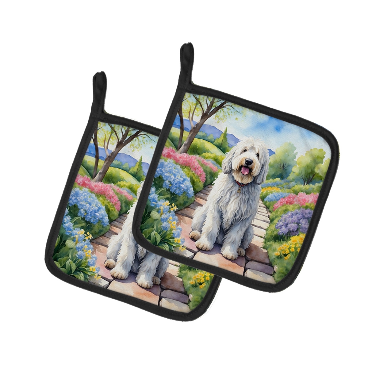DAC6658PTHD 7.5 x 7.5 in. Komondor Spring Path Pot Holders - Set of 2