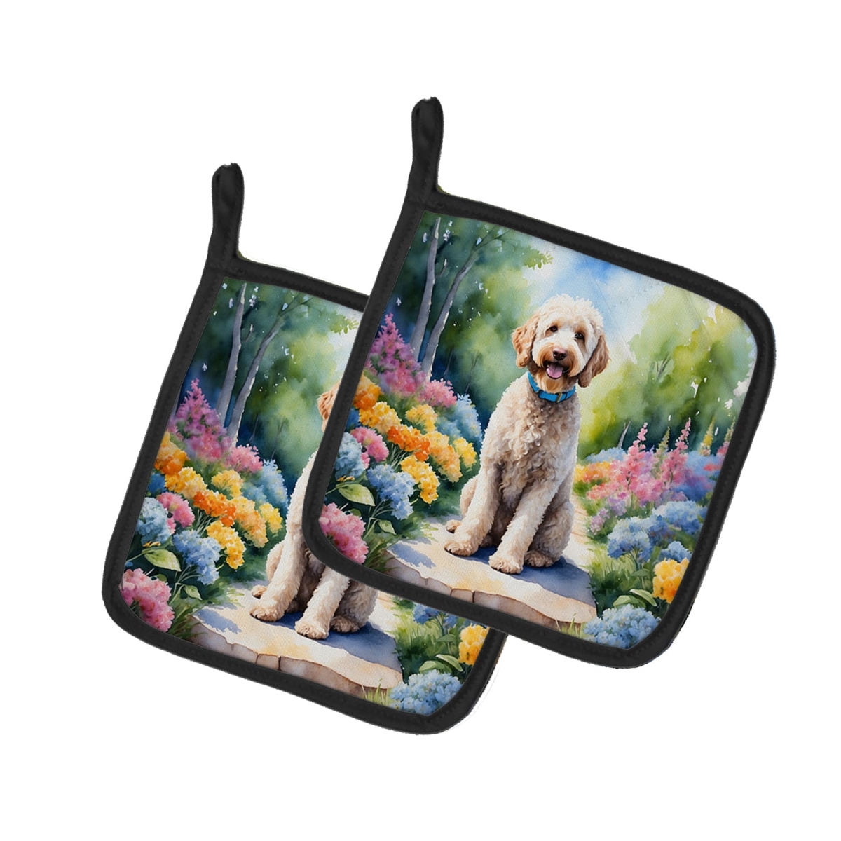 DAC6660PTHD 7.5 x 7.5 in. Labradoodle Spring Path Pot Holders - Set of 2