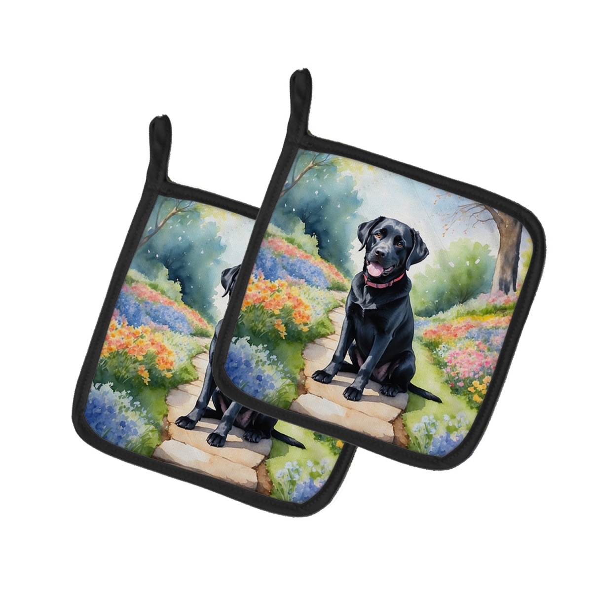 DAC6662PTHD 7.5 x 7.5 in. Labrador Retriever Spring Path Pot Holders - Set of 2