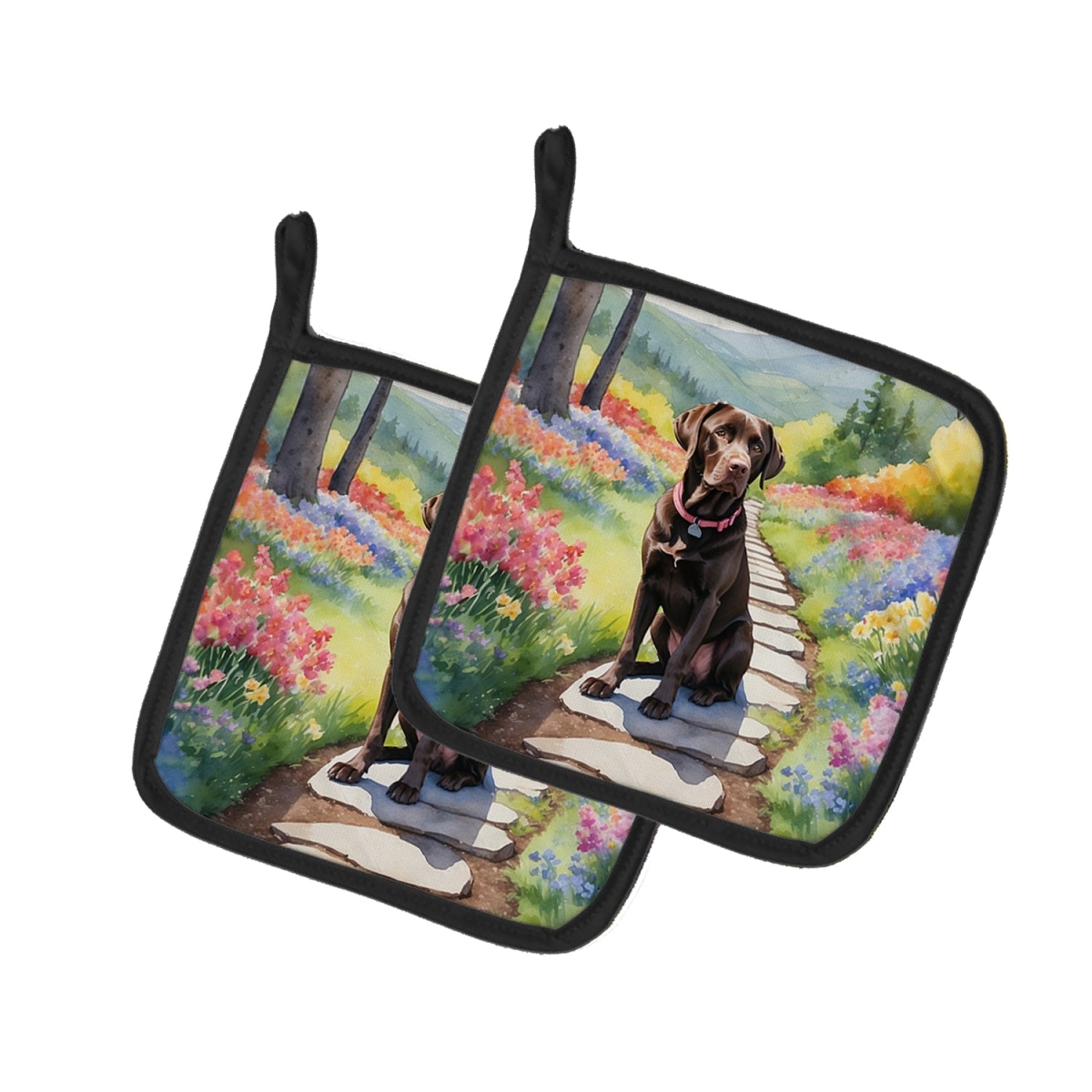 DAC6663PTHD 7.5 x 7.5 in. Labrador Retriever Spring Path Pot Holders - Set of 2