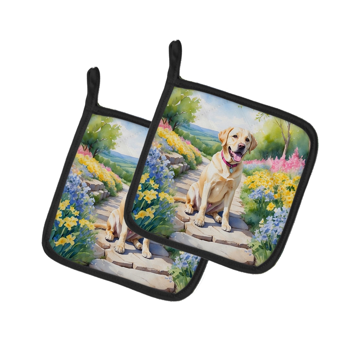 DAC6664PTHD 7.5 x 7.5 in. Labrador Retriever Spring Path Pot Holders - Set of 2