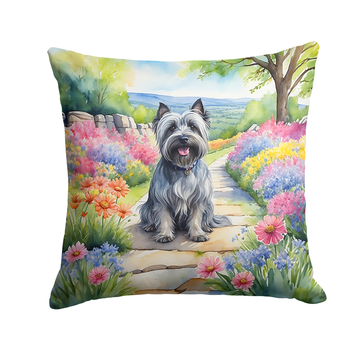 DAC6721PW1414 14 x 14 in. Skye Terrier Spring Path Throw Pillow
