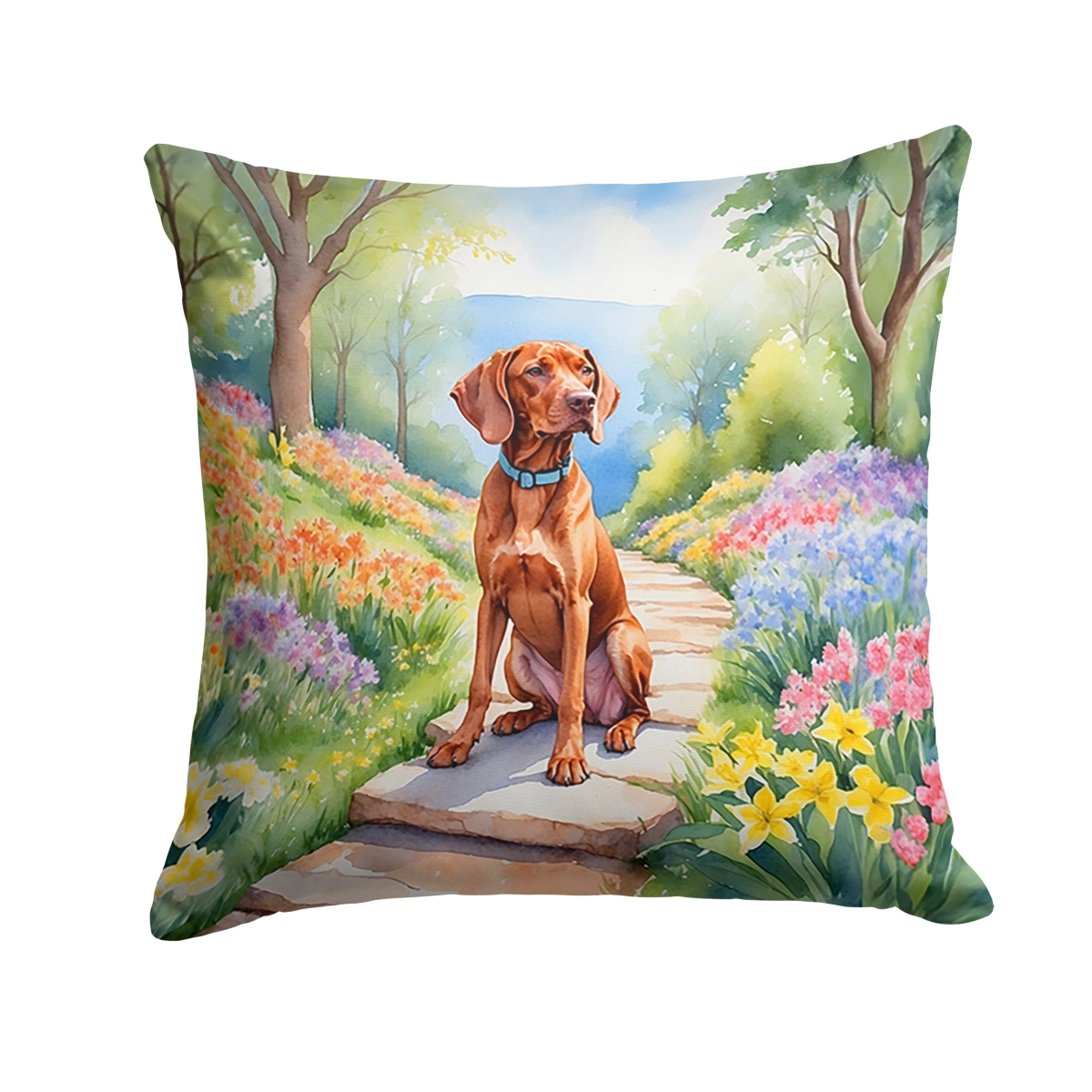 DAC6727PW1414 14 x 14 in. Vizsla Spring Path Throw Pillow