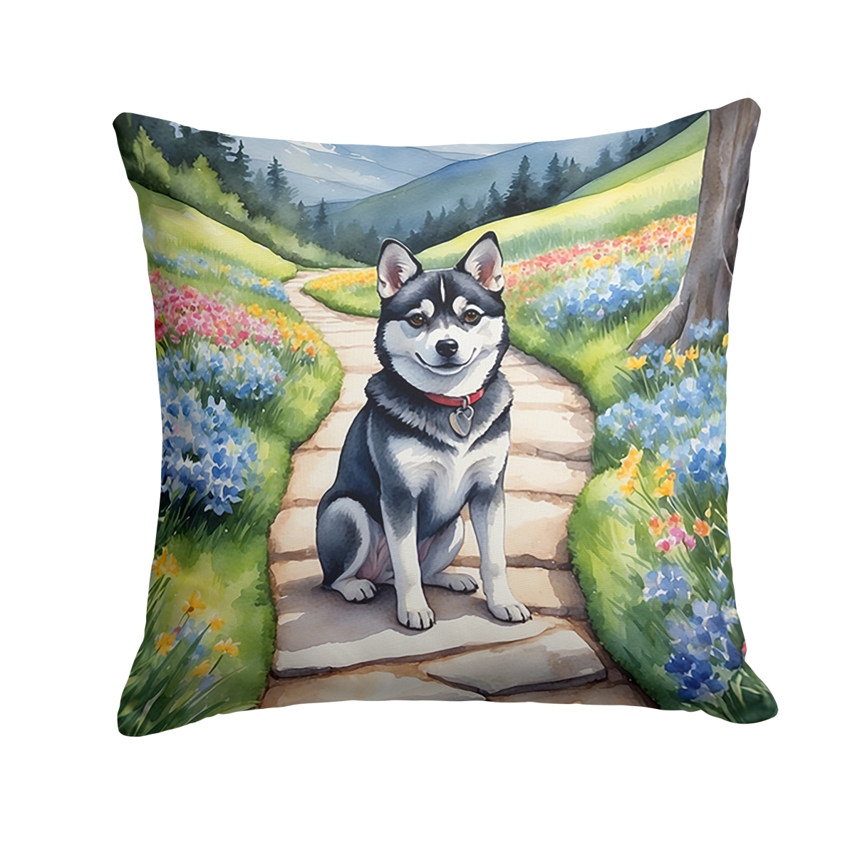 DAC6545PW1818 18 x 18 in. Alaskan Klee Kai Spring Garden Throw Pillow