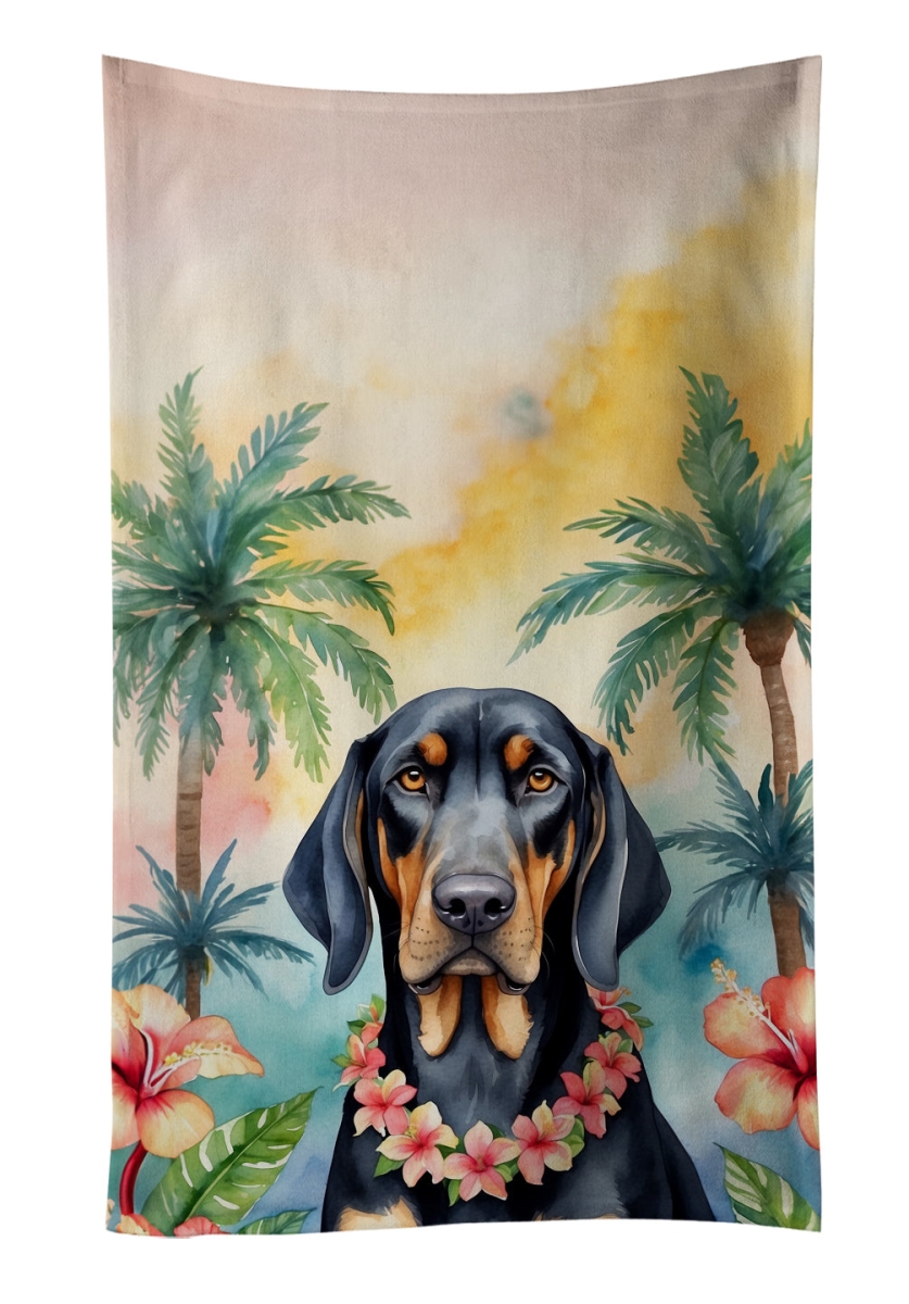 DAC6374KTWL 25 x 15 in. Black & Tan Coonhound Luau Kitchen Towel