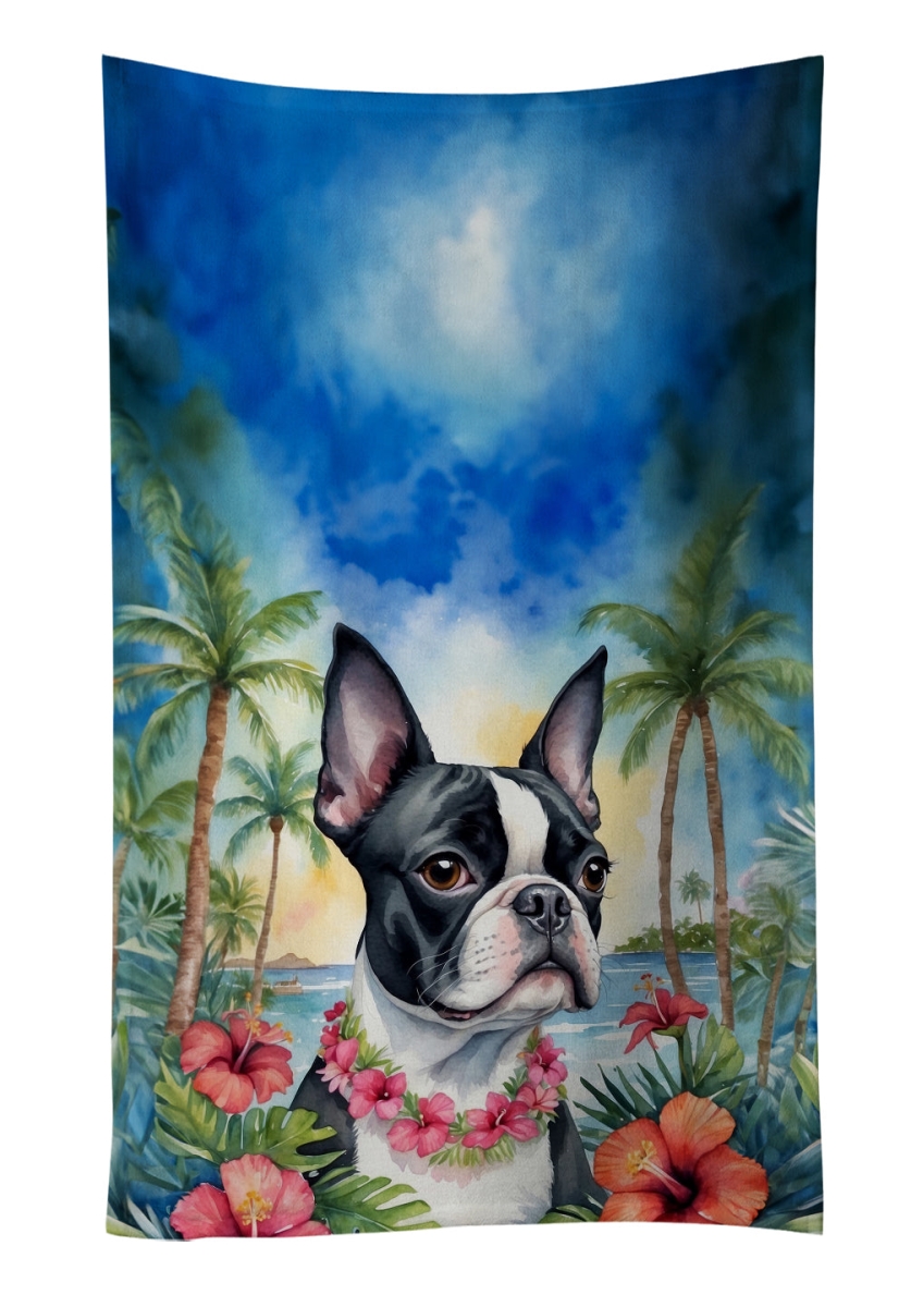 DAC6382KTWL 25 x 15 in. Boston Terrier Luau Kitchen Towel