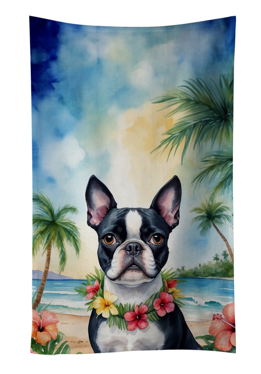 DAC6383KTWL 25 x 15 in. Boston Terrier Luau Kitchen Towel