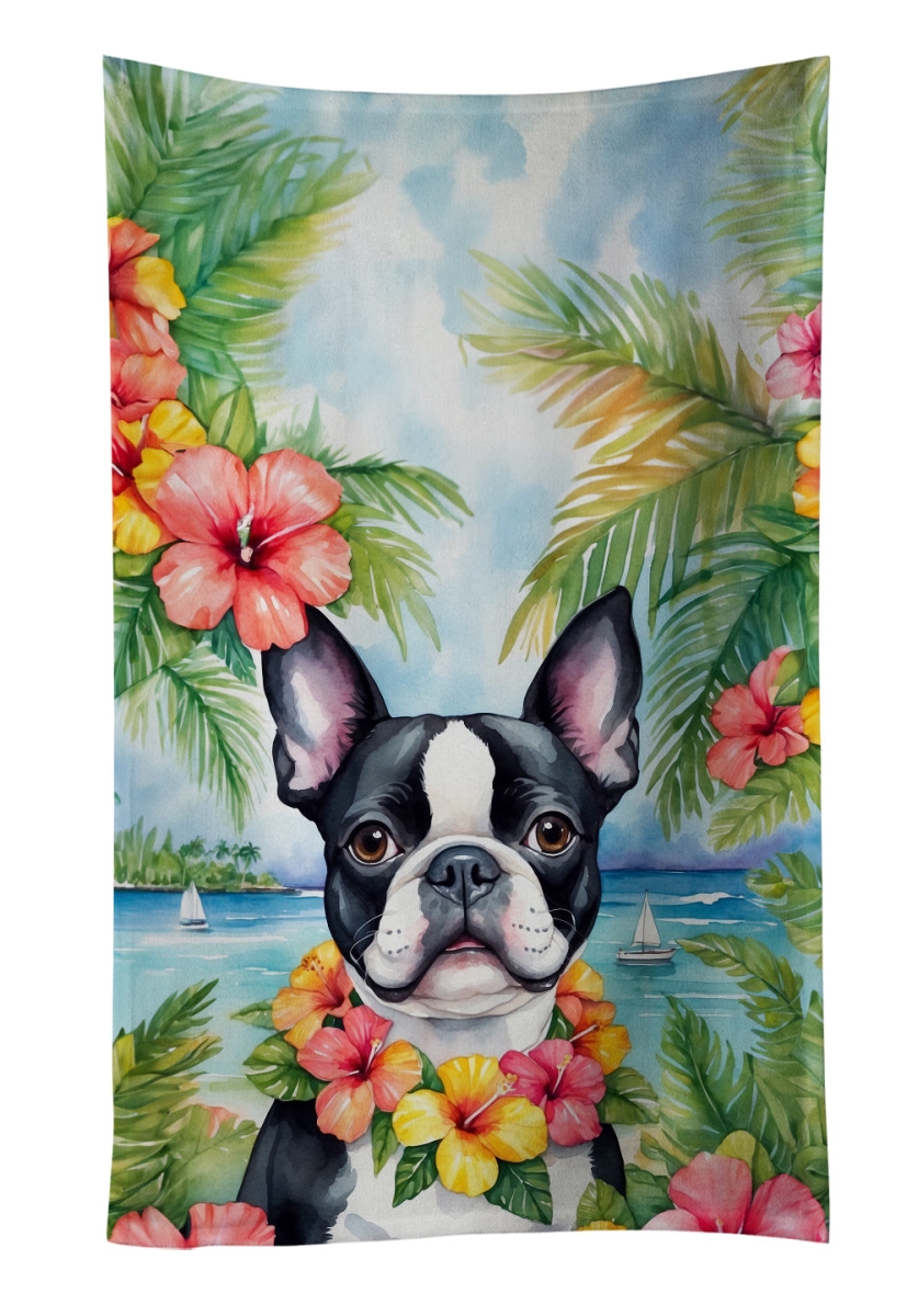 DAC6384KTWL 25 x 15 in. Boston Terrier Luau Kitchen Towel
