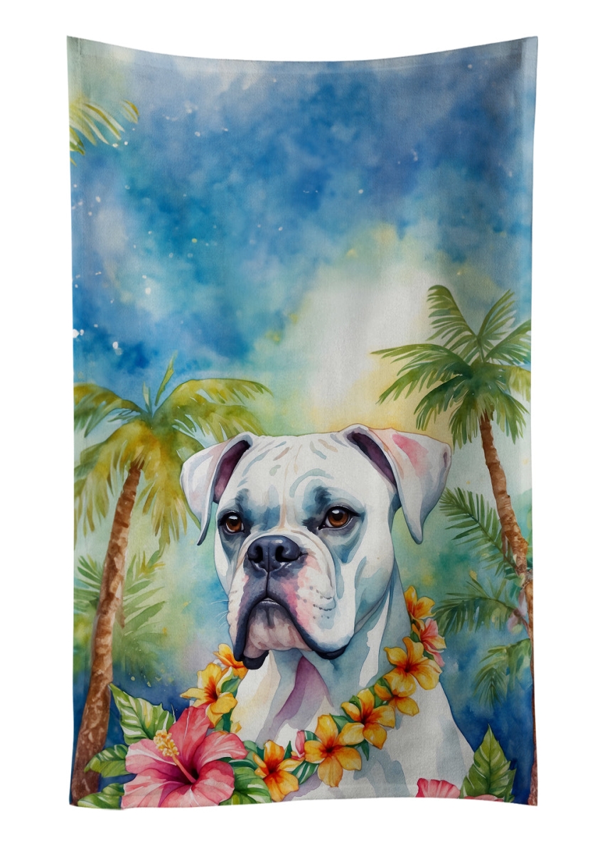 DAC6386KTWL 25 x 15 in. White Boxer Luau Kitchen Towel