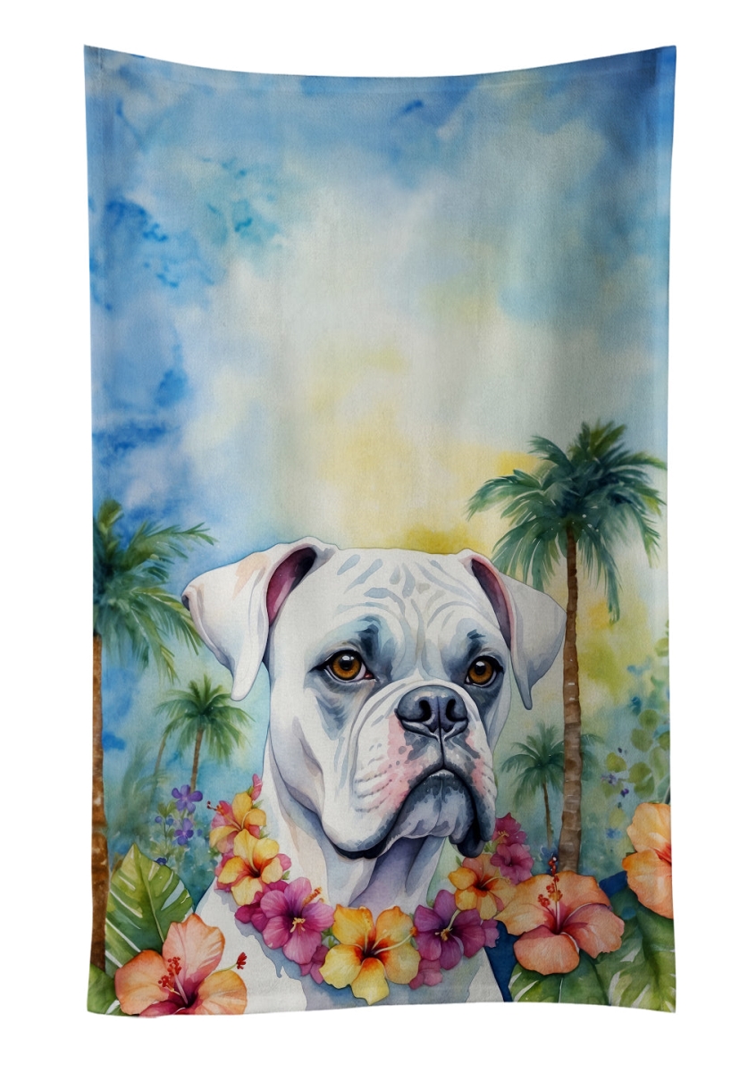 DAC6387KTWL 25 x 15 in. White Boxer Luau Kitchen Towel