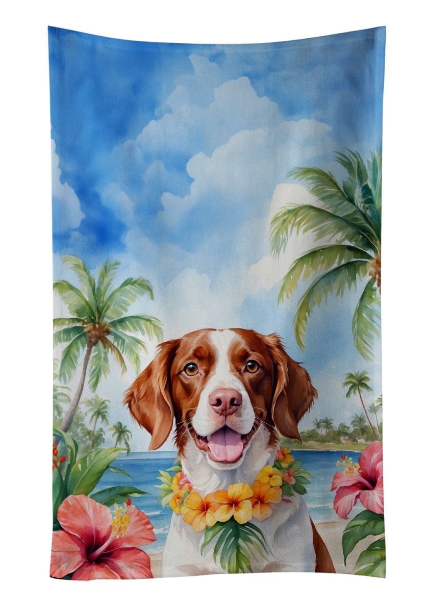 DAC6391KTWL 25 x 15 in. Brittany Spaniel Luau Kitchen Towel