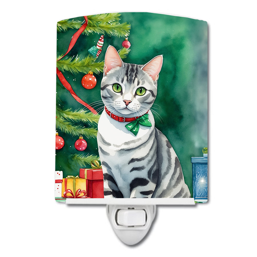 American Shorthair Cat Ceramic Night Light - Multi-Color - 6 x 4 in. - UL Approved