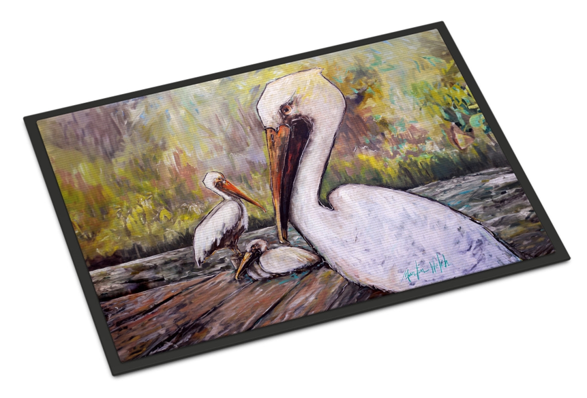 MW2142MAT 18 x 27 in. Three Pelicans on a Pier Doormat