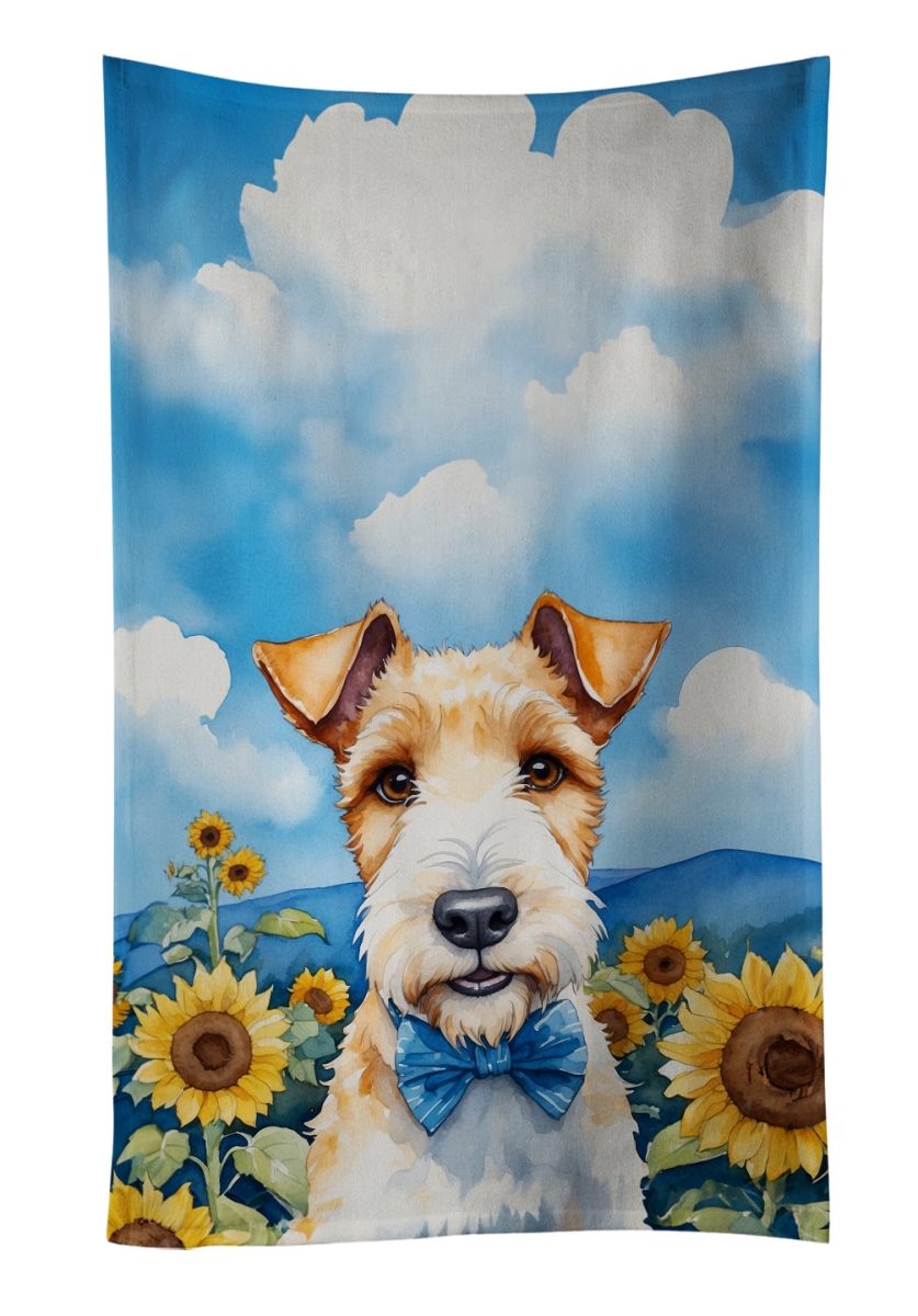 DAC6079KTWL 25 x 15 in. Fox Terrier in Sunflowers Kitchen Towel