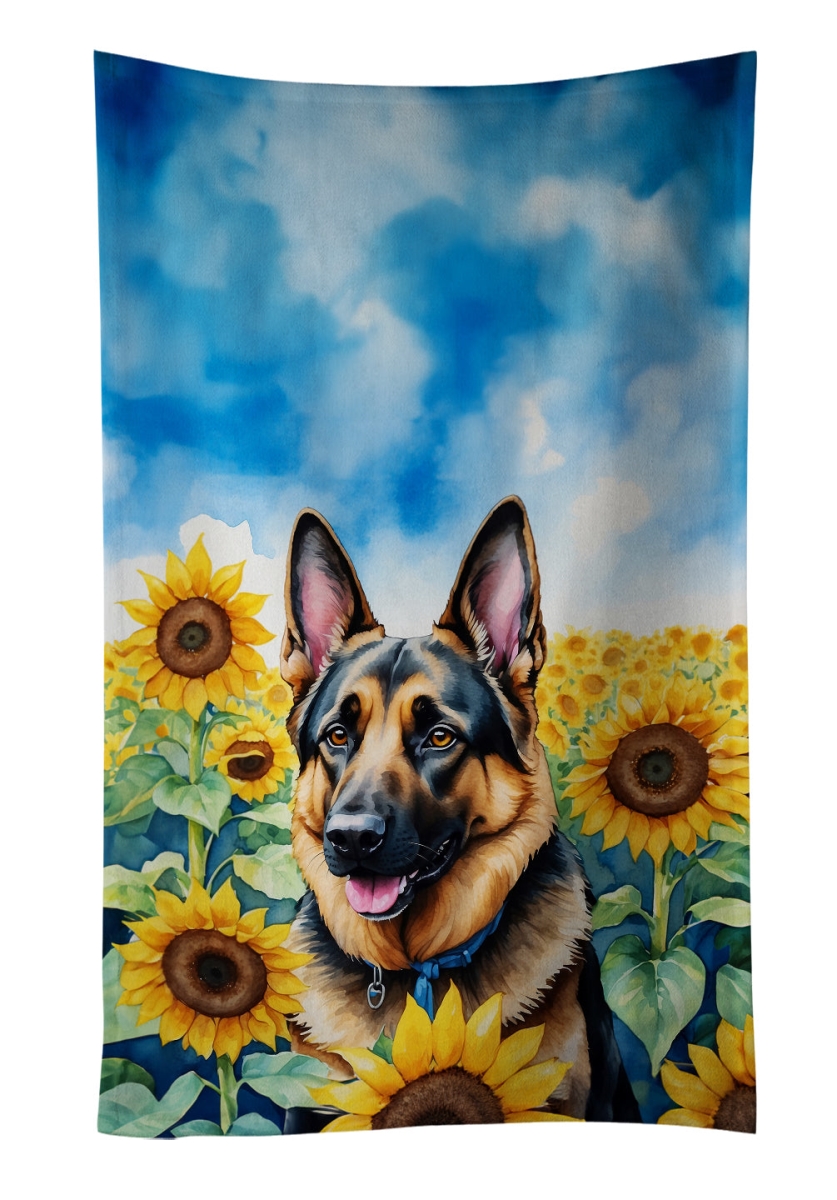 DAC6084KTWL 25 x 15 in. German Shepherd in Sunflowers Kitchen Towel