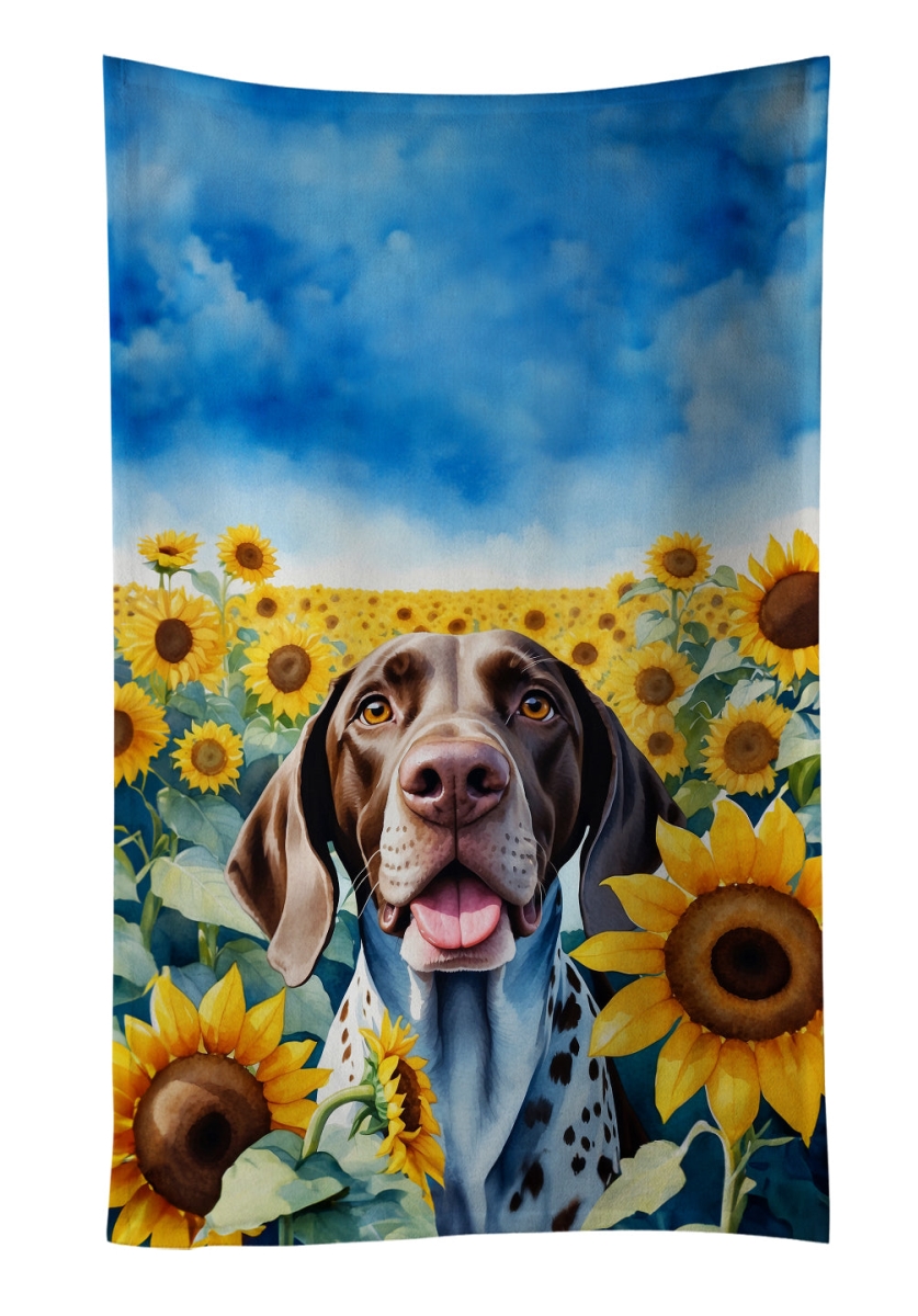 DAC6085KTWL 25 x 15 in. German Shorthaired Pointer in Sunflowers Kitchen Towel