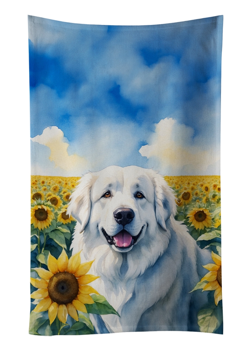 DAC6093KTWL 25 x 15 in. Great Pyrenees in Sunflowers Kitchen Towel