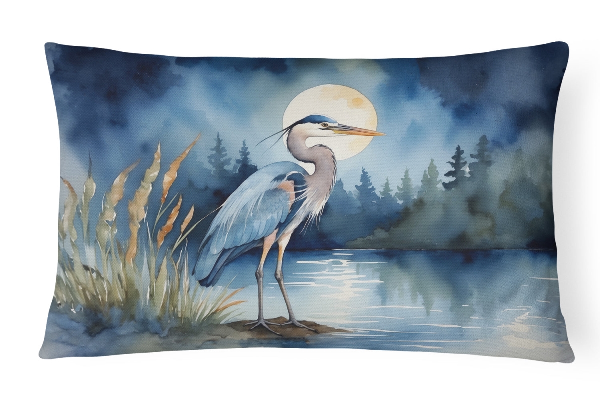 DAC7492PW1216 16 x 12 in. Blue Heron Under the Moonlight Throw Pillow