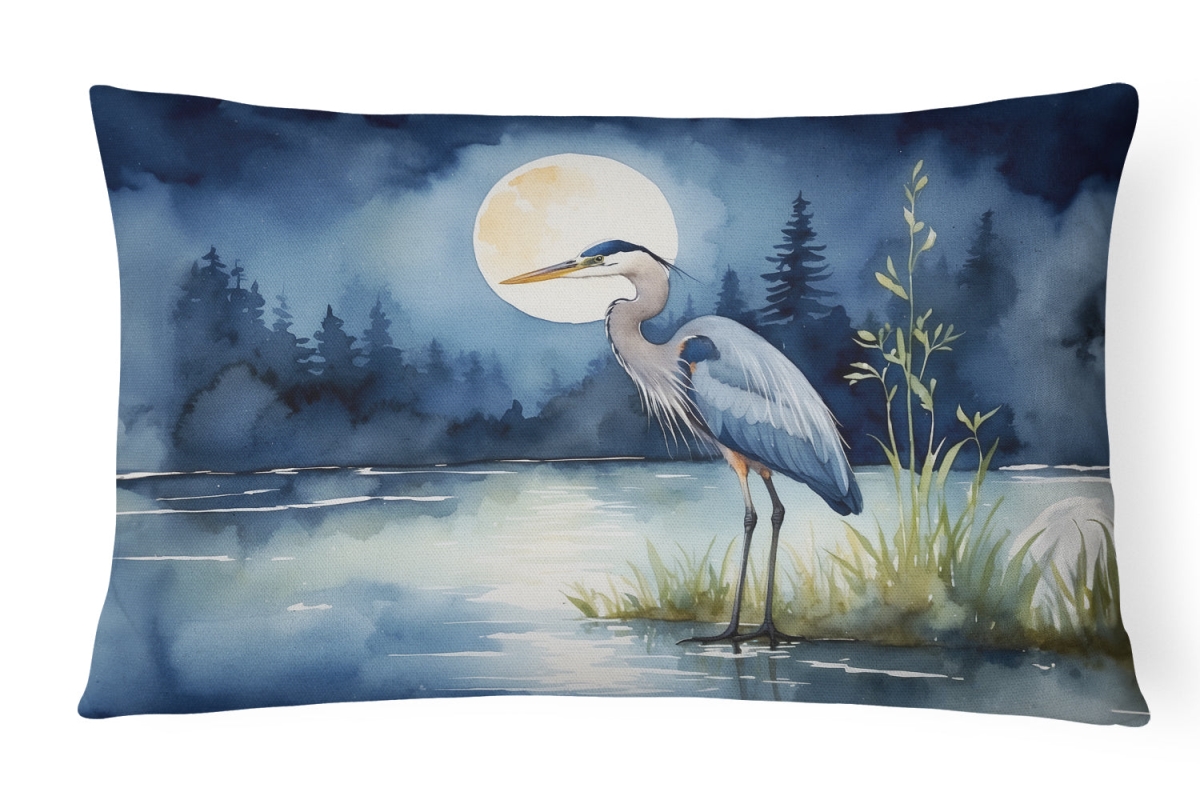 DAC7493PW1216 16 x 12 in. Blue Heron Under the Moonlight Throw Pillow
