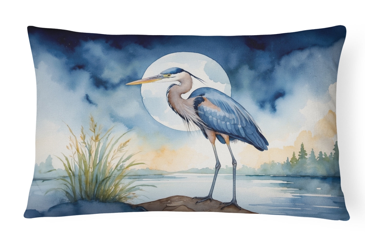 DAC7494PW1216 16 x 12 in. Blue Heron Under the Moonlight Throw Pillow